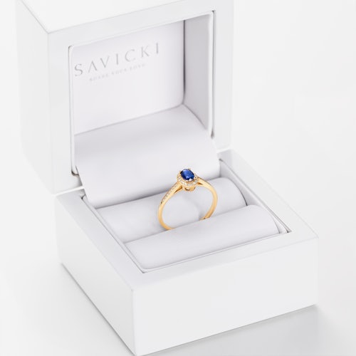 Pierścionek Heart of the Ocean: złoty, niebieski szafir